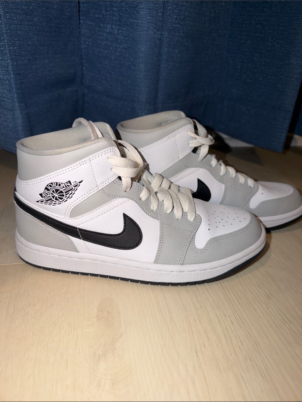 Jordan High-Top Sneakers in White, Light Gray & Black